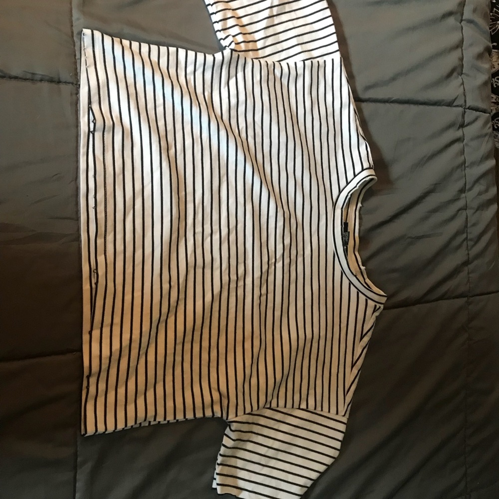 black and white striped crop top